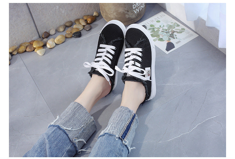 Women Canvas Sneakers Woman Casual Shoes Summer Girls Ladies Outdoor Flat Trainers Lace-Up Zapatillas Mujer Chaussure Female