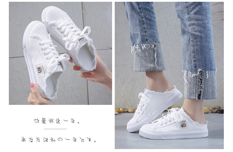 Women Canvas Sneakers Woman Casual Shoes Summer Girls Ladies Outdoor Flat Trainers Lace-Up Zapatillas Mujer Chaussure Female