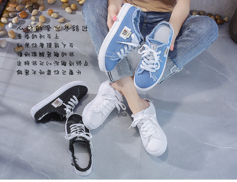 Women Canvas Sneakers Woman Casual Shoes Summer Girls Ladies Outdoor Flat Trainers Lace-Up Zapatillas Mujer Chaussure Female