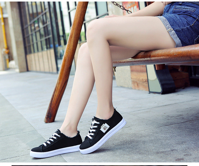 Women Canvas Sneakers Woman Casual Shoes Summer Girls Ladies Outdoor Flat Trainers Lace-Up Zapatillas Mujer Chaussure Female