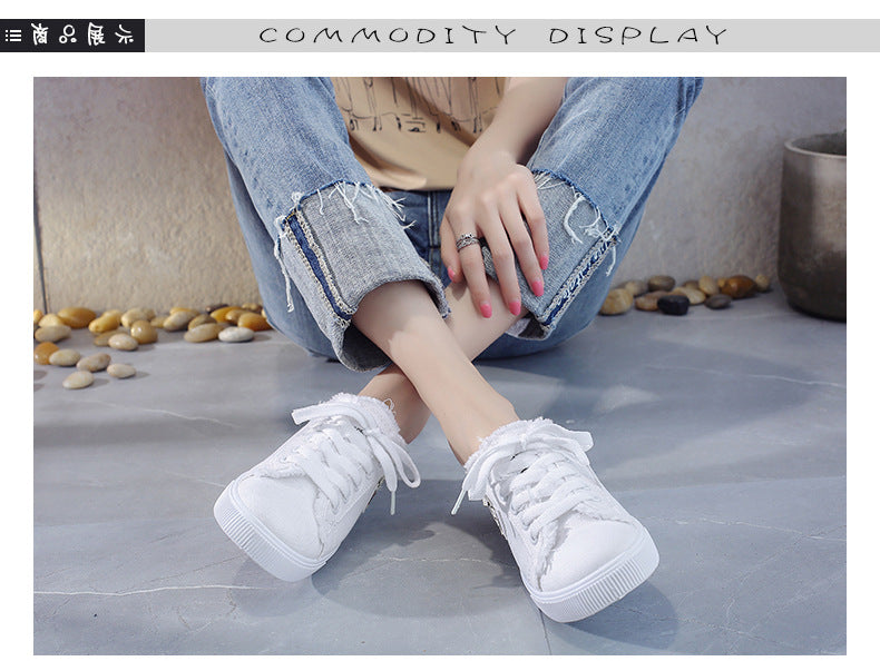 Women Canvas Sneakers Woman Casual Shoes Summer Girls Ladies Outdoor Flat Trainers Lace-Up Zapatillas Mujer Chaussure Female