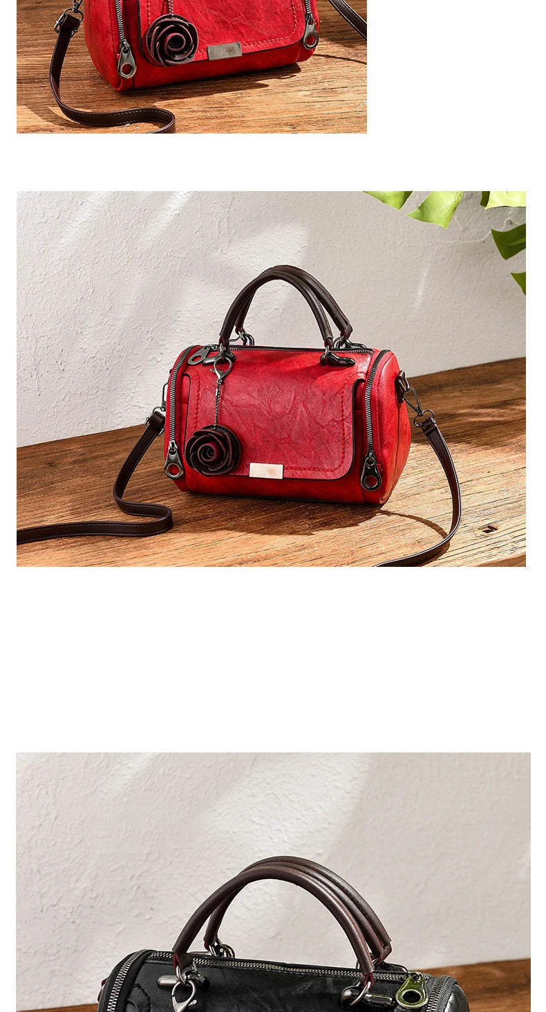 New flowers Pendant Handbag Women's fashion Boston bags single shoulder bag ladies crossbody bag PU messenger bag women bag