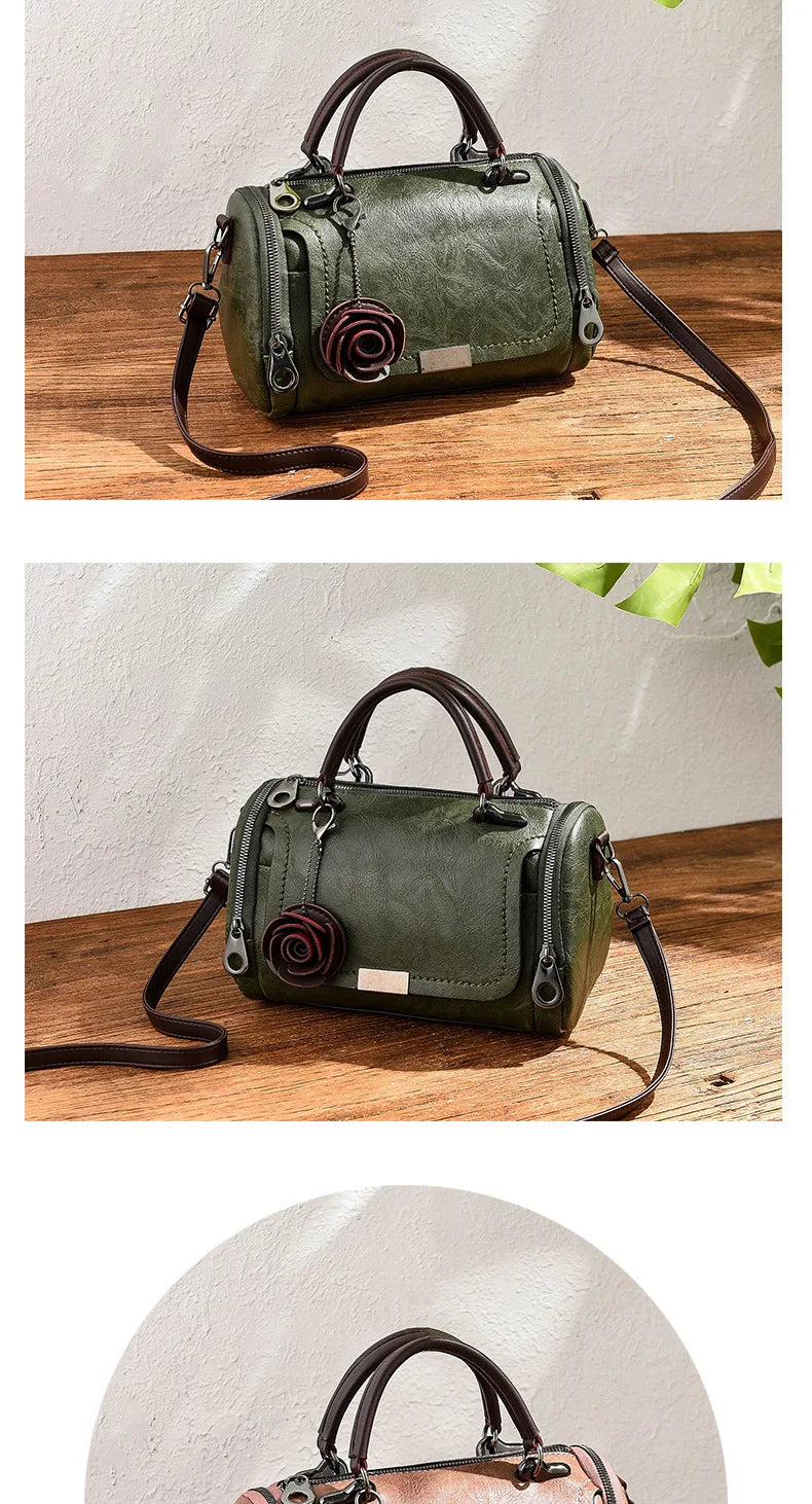 New flowers Pendant Handbag Women's fashion Boston bags single shoulder bag ladies crossbody bag PU messenger bag women bag