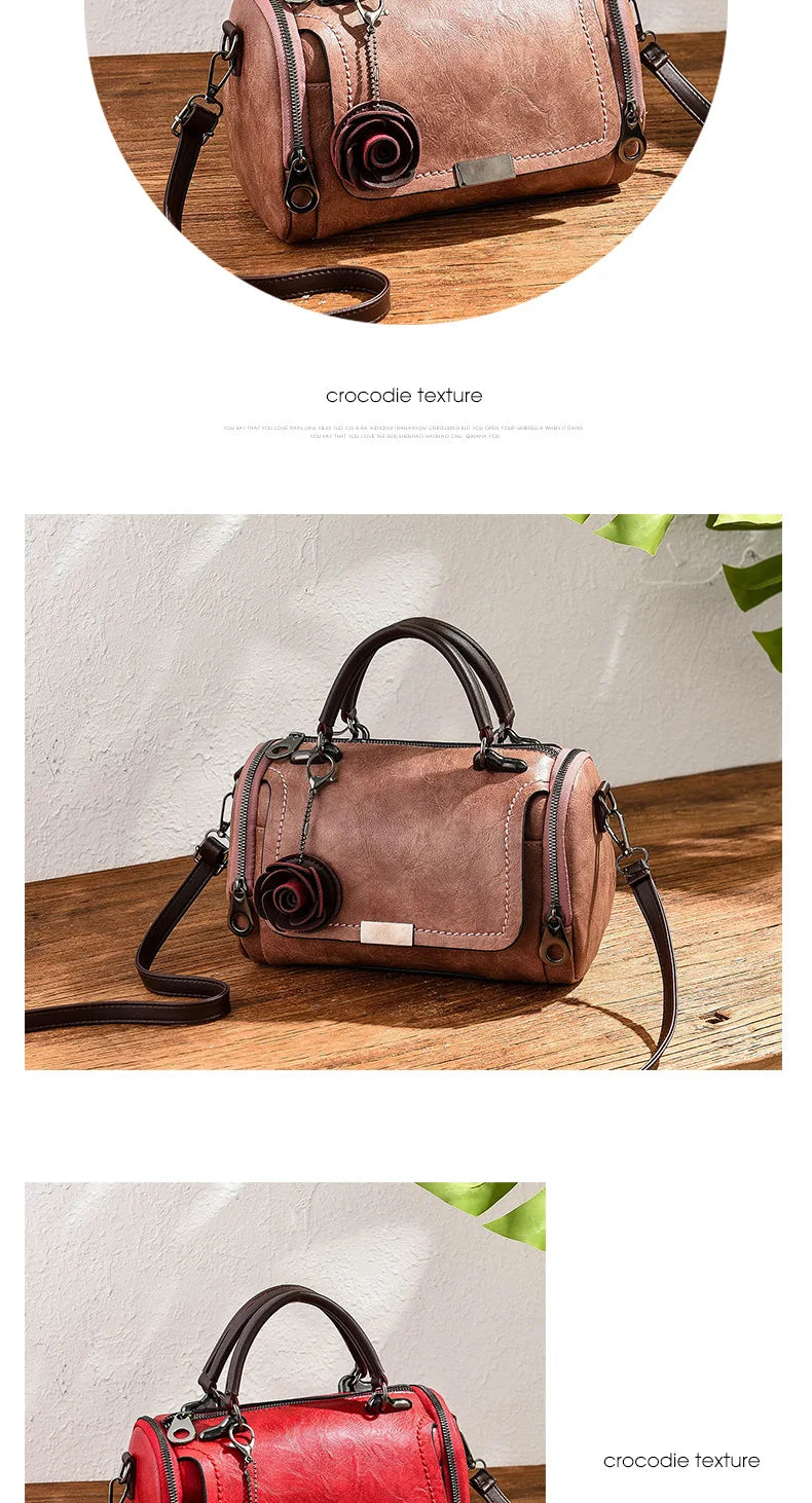 New flowers Pendant Handbag Women's fashion Boston bags single shoulder bag ladies crossbody bag PU messenger bag women bag