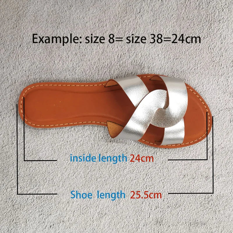 New Slides Women Summer Slippers Outdoor Beach Shoes Fashion Brand Slip-on Ladies Footwear Flat with Female Leather Sandals