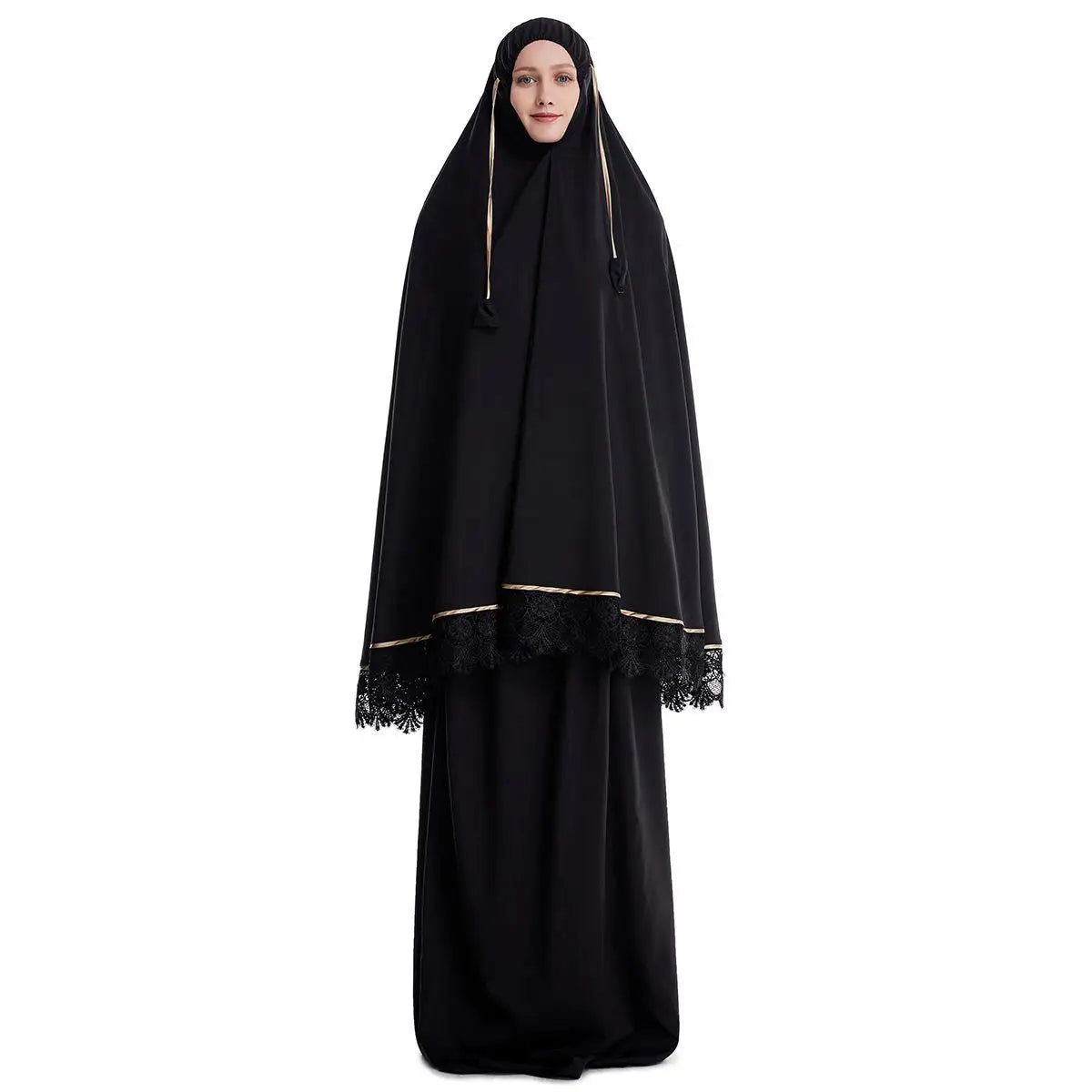 2pcs Eid Ramadan Women Hijab Abaya Muslim Prayer Garment Clothes Islamic Niqab Khimar Caftan Full Cover Dress Skirt Robe Kaftan