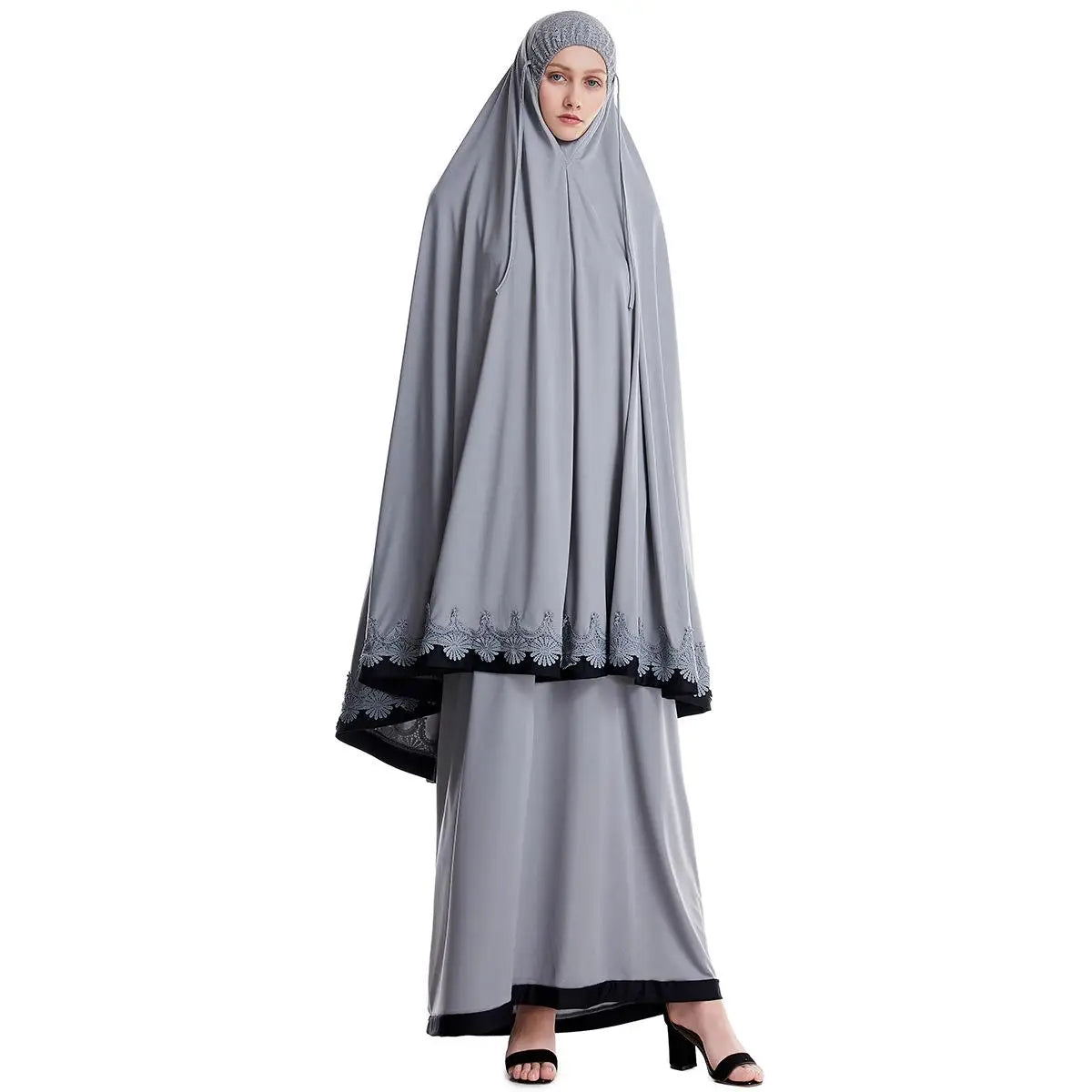 2pcs Eid Ramadan Women Hijab Abaya Muslim Prayer Garment Clothes Islamic Niqab Khimar Caftan Full Cover Dress Skirt Robe Kaftan