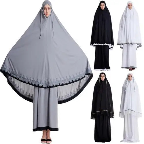 2pcs Eid Ramadan Women Hijab Abaya Muslim Prayer Garment Clothes Islamic Niqab Khimar Caftan Full Cover Dress Skirt Robe Kaftan