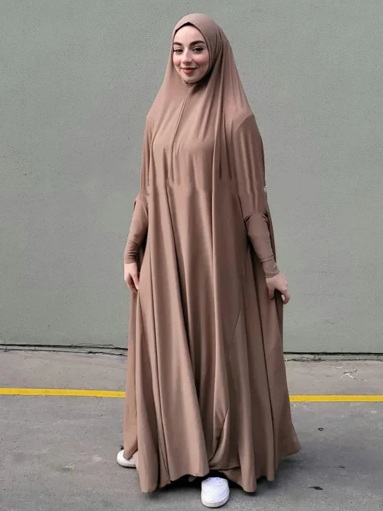 Eid Hooded Muslim Women  Dress Prayer Garment Abaya Long Khimar Full Cover Ramadan Gown Abayas Islamic Clothes Niqab Robe