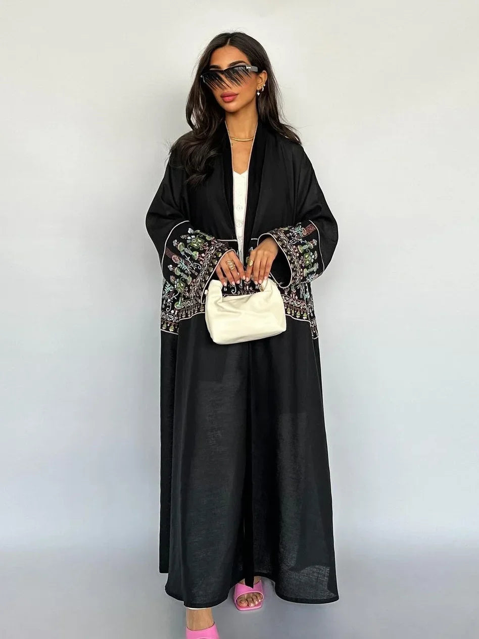 Eid Muslim Women Party Long abaya Jalabiya Embroidery Robe Ramadan Morocco Dubai Arab Kaftan Islam Modest Cardigan Vestidos 2024