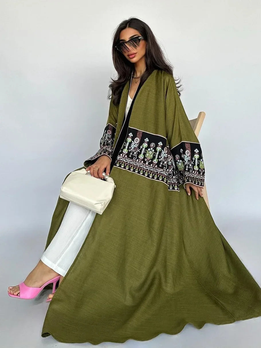 Eid Muslim Women Party Long abaya Jalabiya Embroidery Robe Ramadan Morocco Dubai Arab Kaftan Islam Modest Cardigan Vestidos 2024