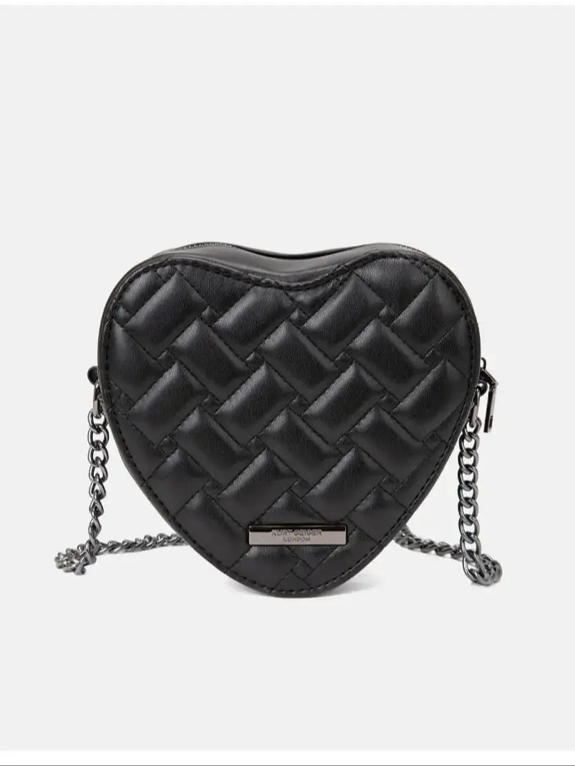 KURT GEIGER LONDON Women's Shoulder Bag Retro Fashion Mini Heart Shaped Purse Black Small Handbags PU Leather Crossbody Bags