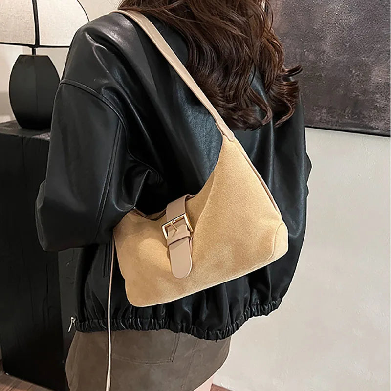 Women'S Bag 2024 Advanced Texture Armpit Bag New Trendy Retro Frosted Shoulder Bags Solid Color Shoulder Crossbody Bags