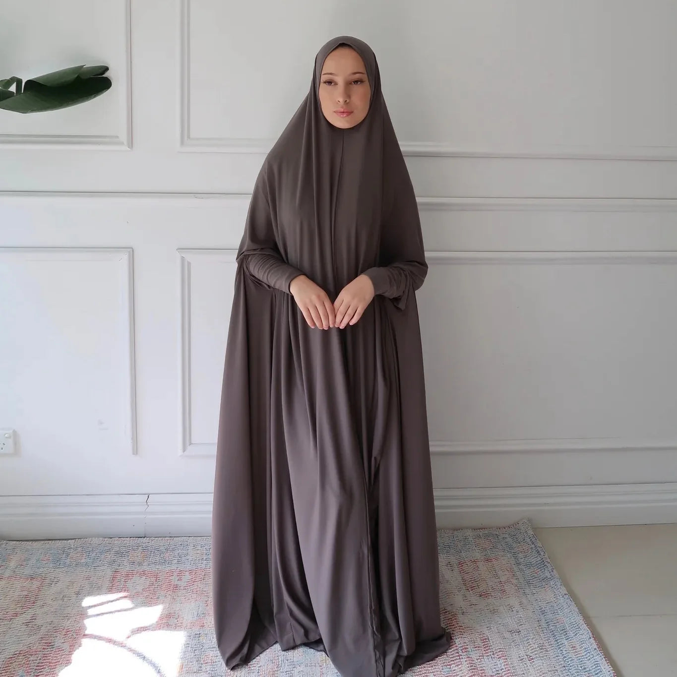 Eid Hooded Muslim Women  Dress Prayer Garment Abaya Long Khimar Full Cover Ramadan Gown Abayas Islamic Clothes Niqab Robe