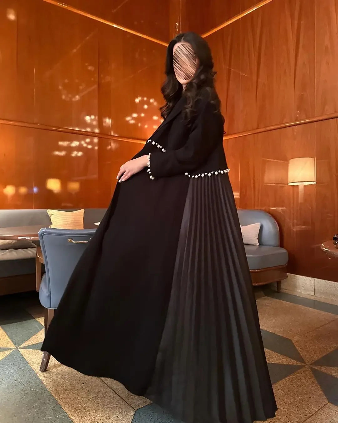 Eid Muslim Pearl Abaya for Women Beading Ramadan Cardigan Pleated Long Dress Morocco Kaftan Long Abayas Dubai Robe Jalabiya 2024