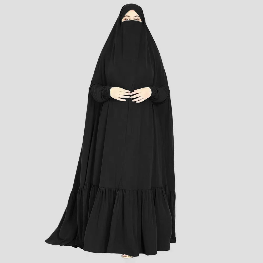 Eid Muslim Long Khimar Prayer Garment Dress Women Abaya Saudi Arabic Ramadan One Piece  Jubha Maxi Robe Musulman Caftan jilbab