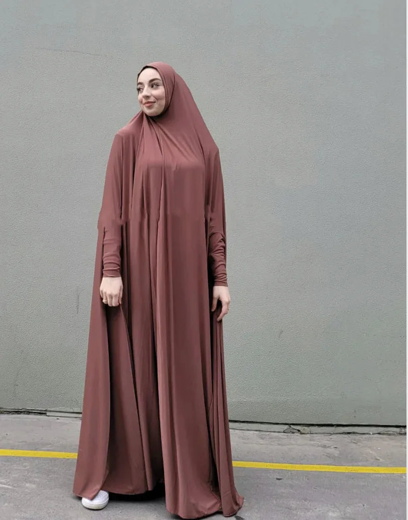 Eid Hooded Muslim Women  Dress Prayer Garment Abaya Long Khimar Full Cover Ramadan Gown Abayas Islamic Clothes Niqab Robe