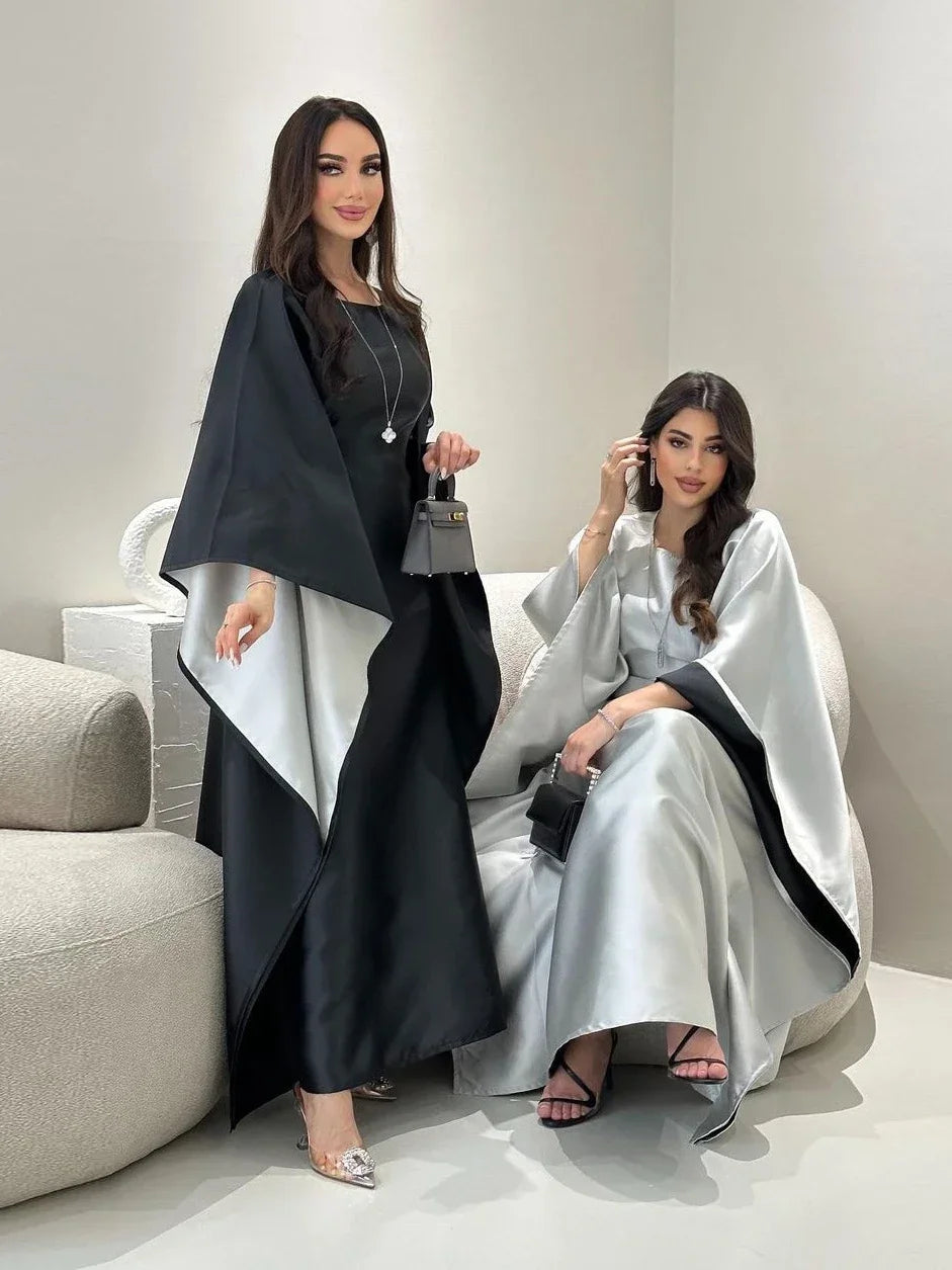 Eid Muslim Dress for Women Bat Sleeve Jalabiya Party Dresses Morocco Dubai Abaya Vestidos Largos  Arab Long Robe Ramadan Kaftan