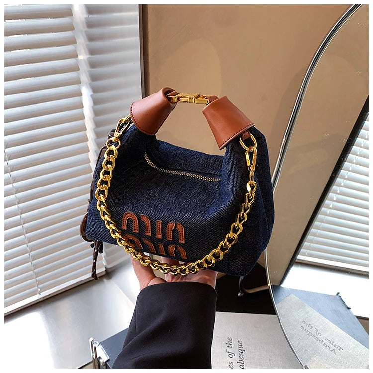 Trendy Design Retro Denim Hobos Shoulder Crossbody Bags Women Tote Handbags and Purses 2025 New Lady's Messenger Bag