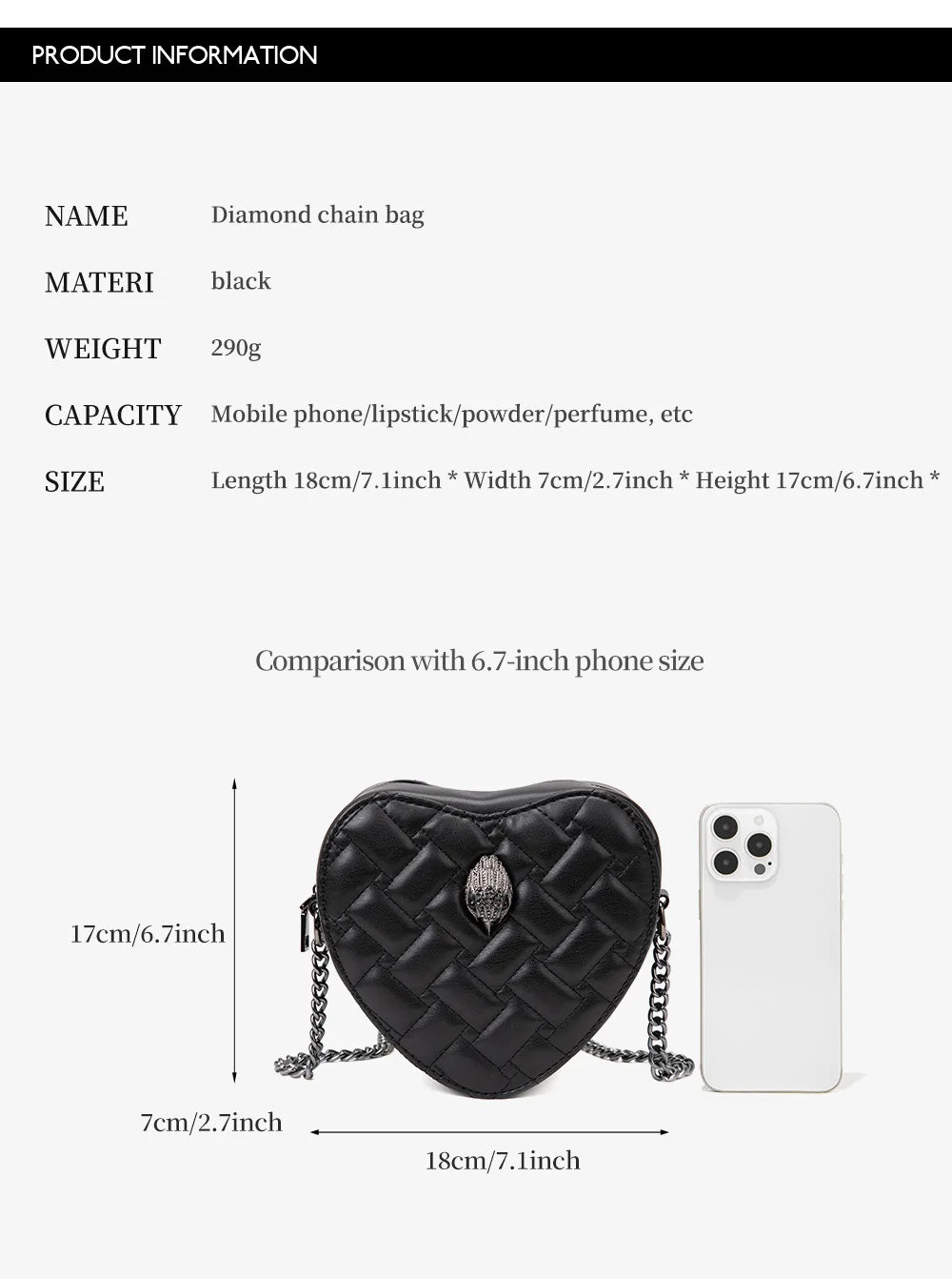 KURT GEIGER LONDON Women's Shoulder Bag Retro Fashion Mini Heart Shaped Purse Black Small Handbags PU Leather Crossbody Bags