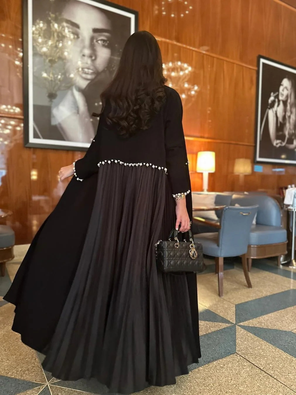 Eid Muslim Pearl Abaya for Women Beading Ramadan Cardigan Pleated Long Dress Morocco Kaftan Long Abayas Dubai Robe Jalabiya 2024