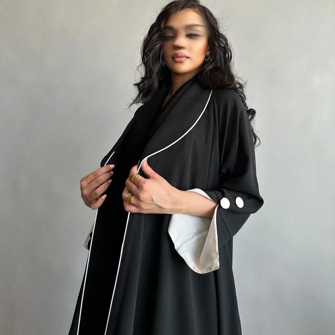 Eid Ramadan Abaya Women Black Button Split Sleeve Islam Prayer Dress Woman Kaftan Kebaya Turkey Dubai 2024 Luxury Robe Clothes