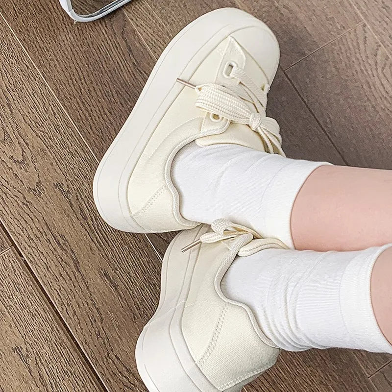 Women Shoes Canvas Breathable Walking Flat Shoes Sneakers Women 2024 Casual Vulcanized Shoes White Students Footwear 40 Size