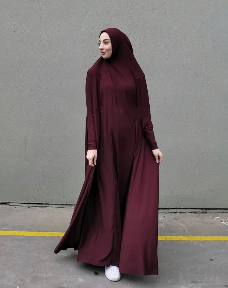 Eid Hooded Muslim Women  Dress Prayer Garment Abaya Long Khimar Full Cover Ramadan Gown Abayas Islamic Clothes Niqab Robe