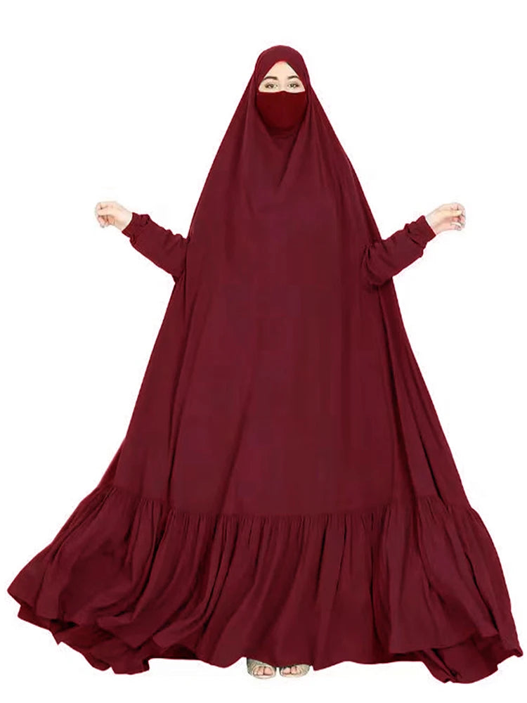 Eid Muslim Long Khimar Prayer Garment Dress Women Abaya Saudi Arabic Ramadan One Piece  Jubha Maxi Robe Musulman Caftan jilbab