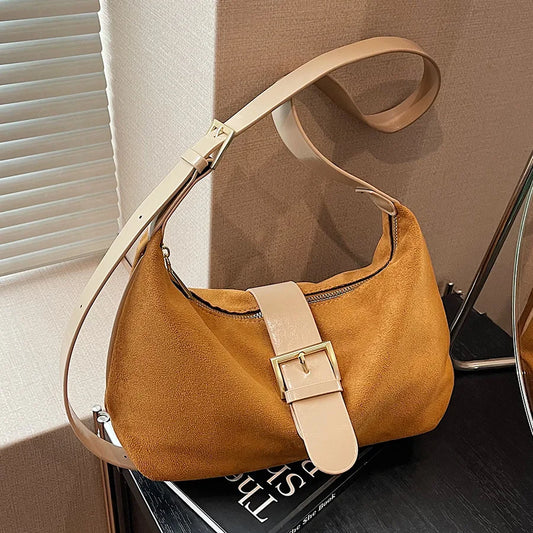 Women'S Bag 2024 Advanced Texture Armpit Bag New Trendy Retro Frosted Shoulder Bags Solid Color Shoulder Crossbody Bags