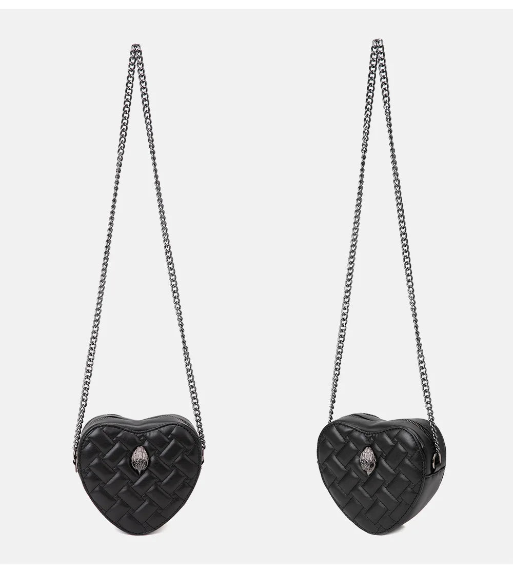 KURT GEIGER LONDON Women's Shoulder Bag Retro Fashion Mini Heart Shaped Purse Black Small Handbags PU Leather Crossbody Bags