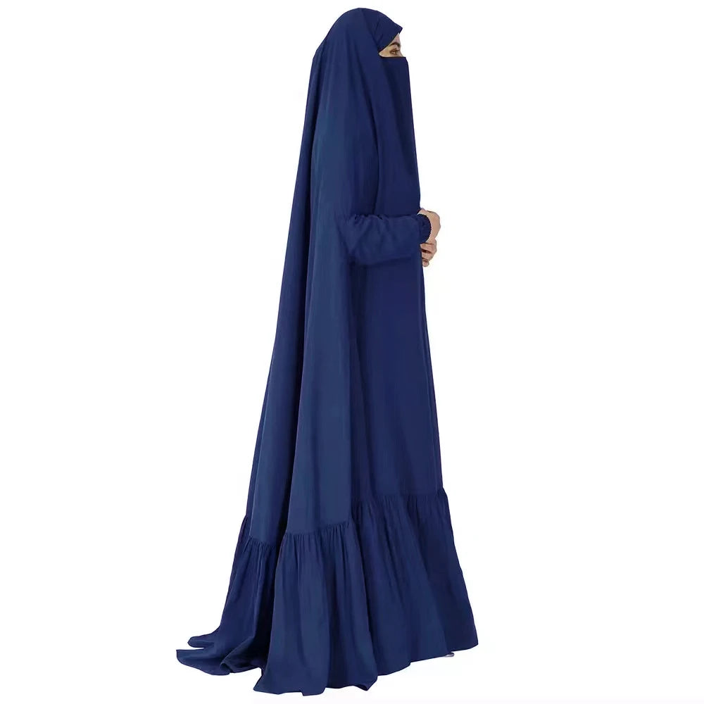 Eid Muslim Long Khimar Prayer Garment Dress Women Abaya Saudi Arabic Ramadan One Piece  Jubha Maxi Robe Musulman Caftan jilbab