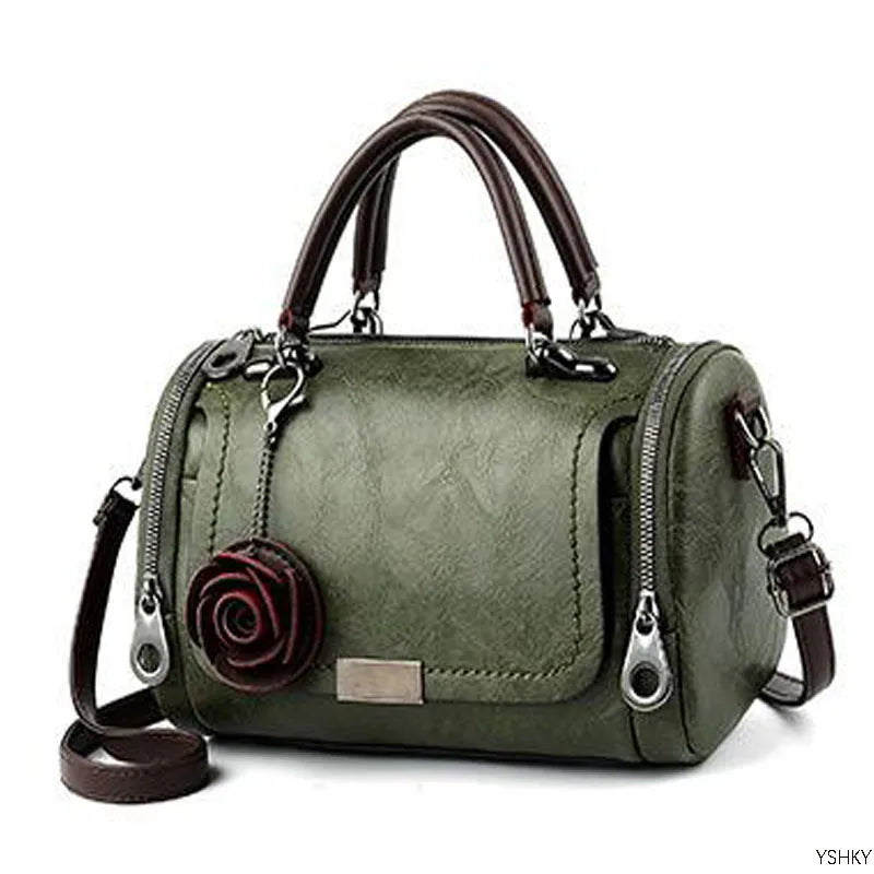 New flowers Pendant Handbag Women's fashion Boston bags single shoulder bag ladies crossbody bag PU messenger bag women bag