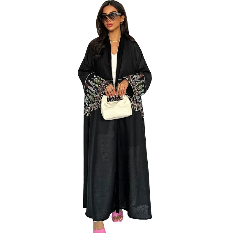 Eid Muslim Women Party Long abaya Jalabiya Embroidery Robe Ramadan Morocco Dubai Arab Kaftan Islam Modest Cardigan Vestidos 2024