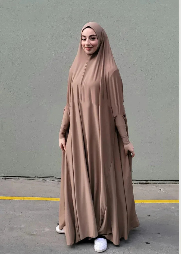 Eid Hooded Muslim Women  Dress Prayer Garment Abaya Long Khimar Full Cover Ramadan Gown Abayas Islamic Clothes Niqab Robe