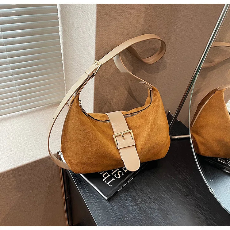 Women'S Bag 2024 Advanced Texture Armpit Bag New Trendy Retro Frosted Shoulder Bags Solid Color Shoulder Crossbody Bags