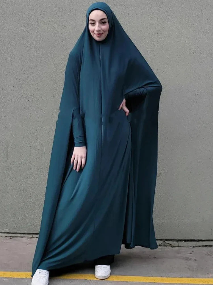 Eid Hooded Muslim Women  Dress Prayer Garment Abaya Long Khimar Full Cover Ramadan Gown Abayas Islamic Clothes Niqab Robe