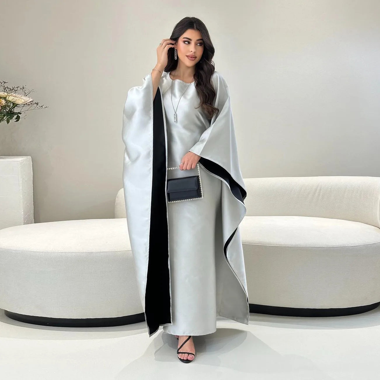 Eid Muslim Dress for Women Bat Sleeve Jalabiya Party Dresses Morocco Dubai Abaya Vestidos Largos  Arab Long Robe Ramadan Kaftan