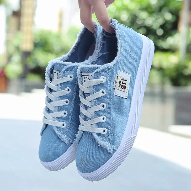 Women Canvas Sneakers Woman Casual Shoes Summer Girls Ladies Outdoor Flat Trainers Lace-Up Zapatillas Mujer Chaussure Female