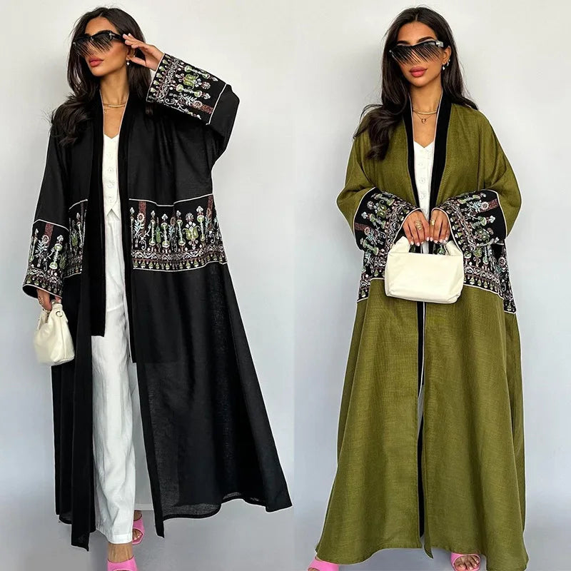 Eid Muslim Women Party Long abaya Jalabiya Embroidery Robe Ramadan Morocco Dubai Arab Kaftan Islam Modest Cardigan Vestidos 2024