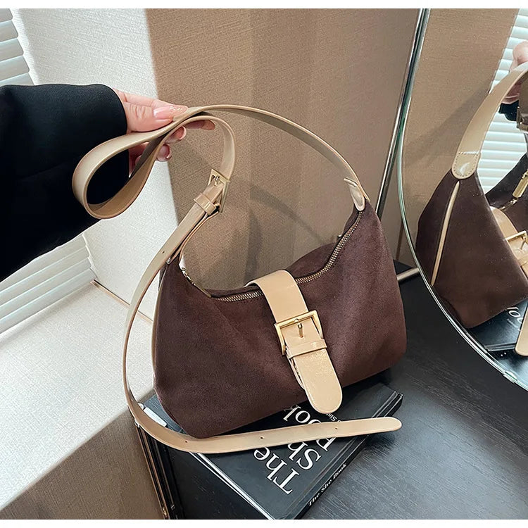 Women'S Bag 2024 Advanced Texture Armpit Bag New Trendy Retro Frosted Shoulder Bags Solid Color Shoulder Crossbody Bags