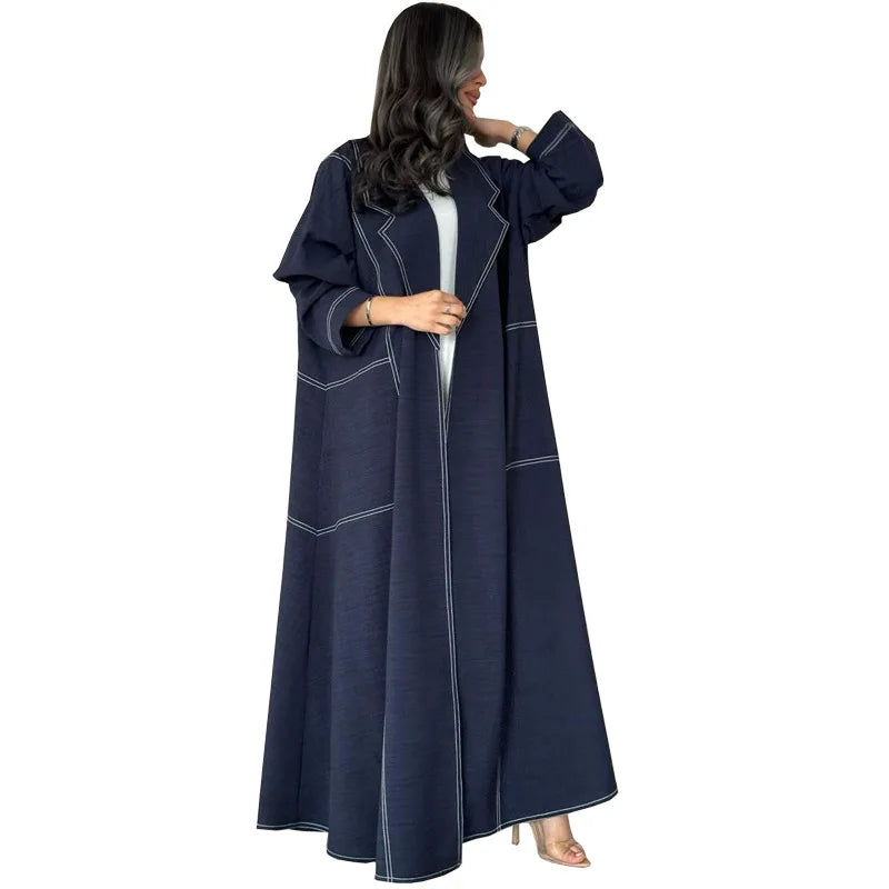 Eid Muslim Abaya for Women Imitation Cotton Denim Cardigan Dresses Jalabiya Long Robe Ramadan Dubai Abayas Kaftan Vestidos 2024