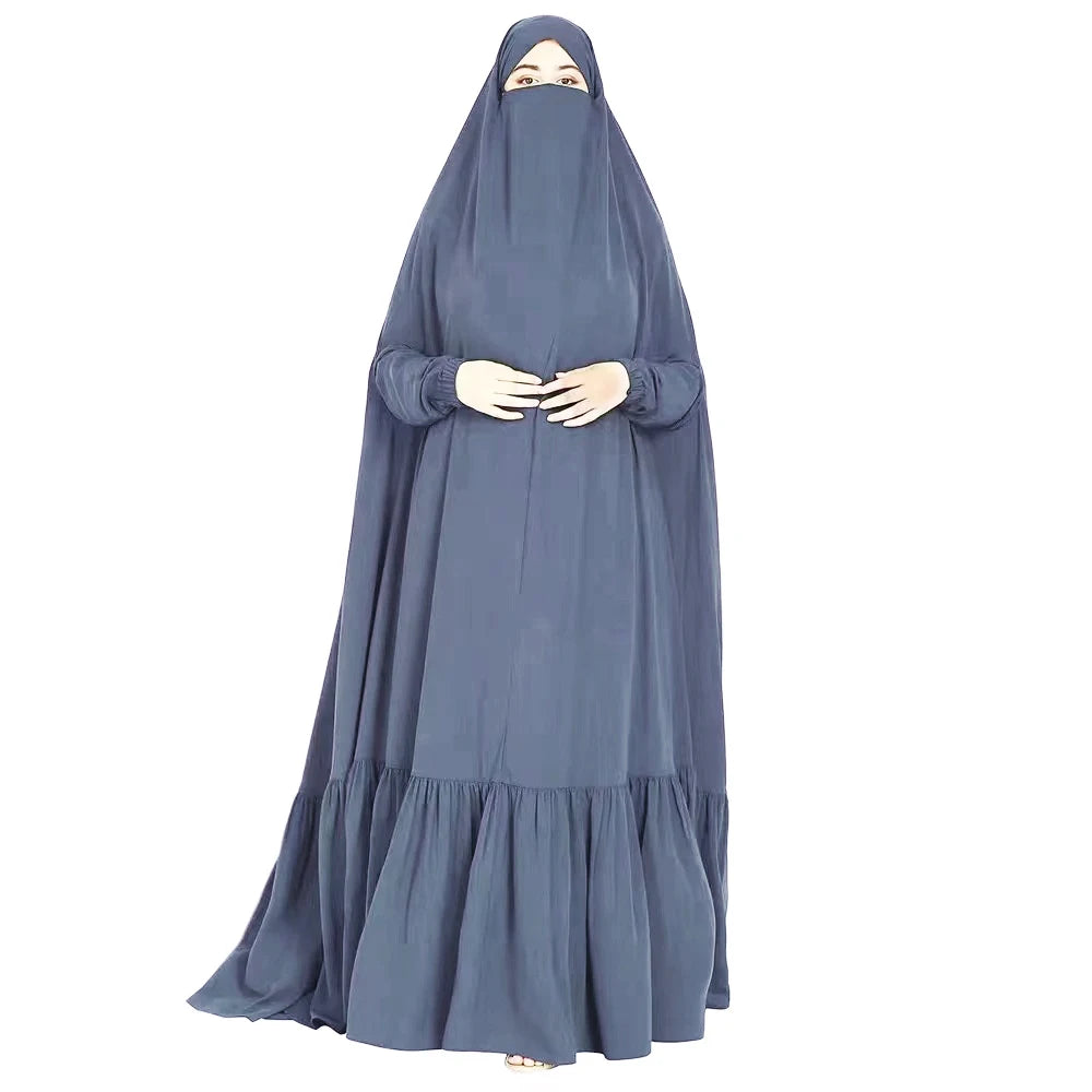 Eid Muslim Long Khimar Prayer Garment Dress Women Abaya Saudi Arabic Ramadan One Piece  Jubha Maxi Robe Musulman Caftan jilbab