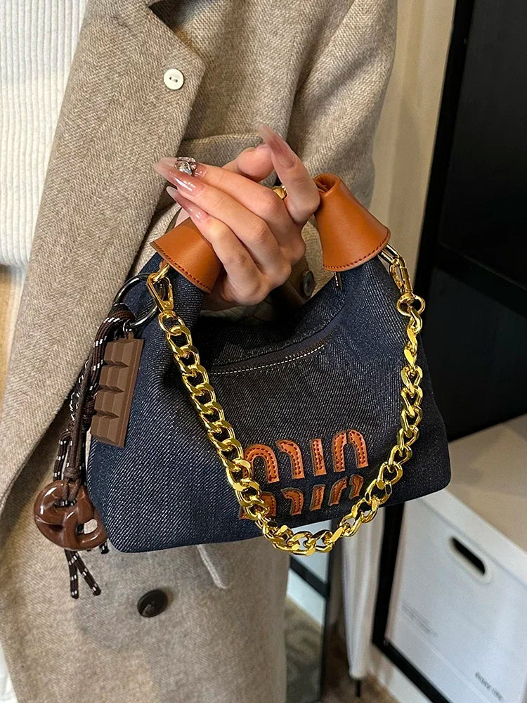 Trendy Design Retro Denim Hobos Shoulder Crossbody Bags Women Tote Handbags and Purses 2025 New Lady's Messenger Bag