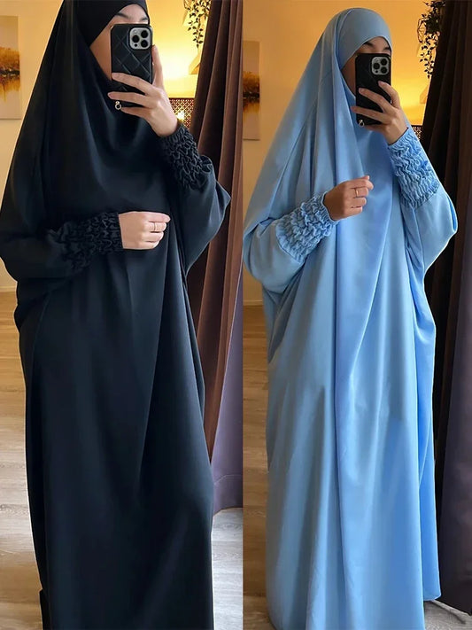 Ramadan Long Khimar Muslim One Piece Jilbab Dress Abaya Women Prayer Garment Saudi Arabic Prayer Dress Robe Burka Eid Niqab 2024