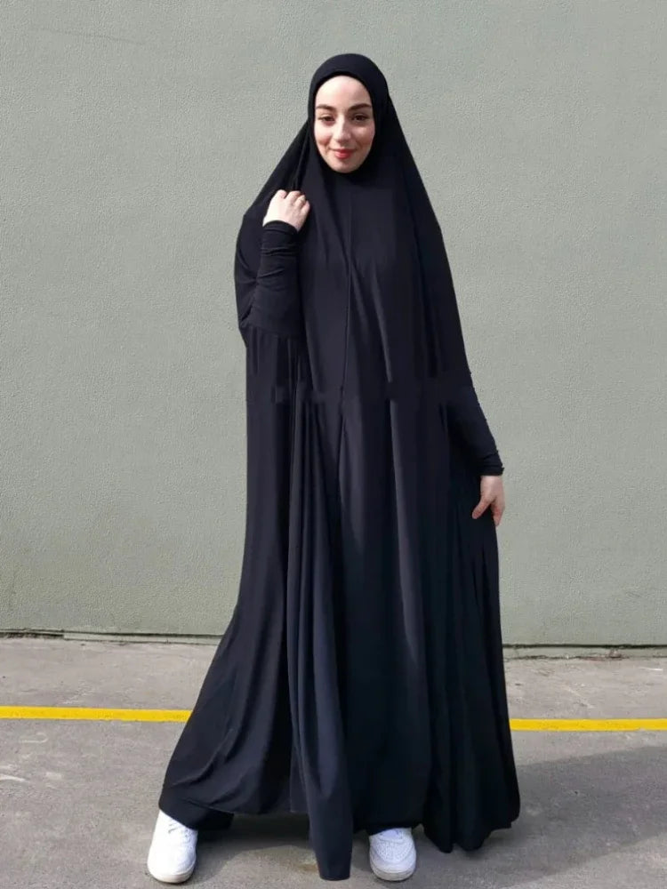 Eid Hooded Muslim Women  Dress Prayer Garment Abaya Long Khimar Full Cover Ramadan Gown Abayas Islamic Clothes Niqab Robe