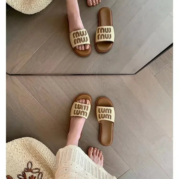 Women Slippers 2024 Summer New Beach Casual Wear Resistant Waterproof Women Vacation Retro Braided Beach Slippers