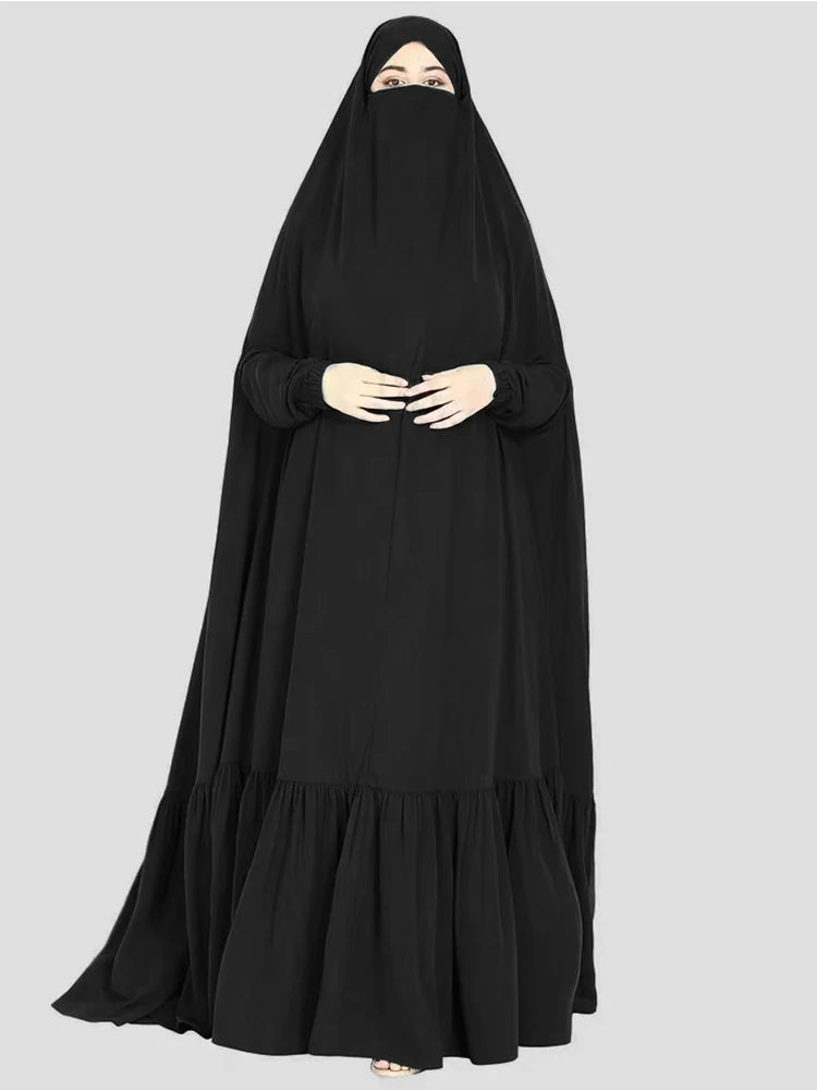 Eid Muslim Long Khimar Prayer Garment Dress Women Abaya Saudi Arabic Ramadan One Piece  Jubha Maxi Robe Musulman Caftan jilbab