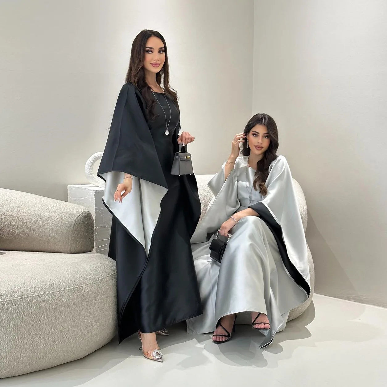 Eid Muslim Dress for Women Bat Sleeve Jalabiya Party Dresses Morocco Dubai Abaya Vestidos Largos  Arab Long Robe Ramadan Kaftan