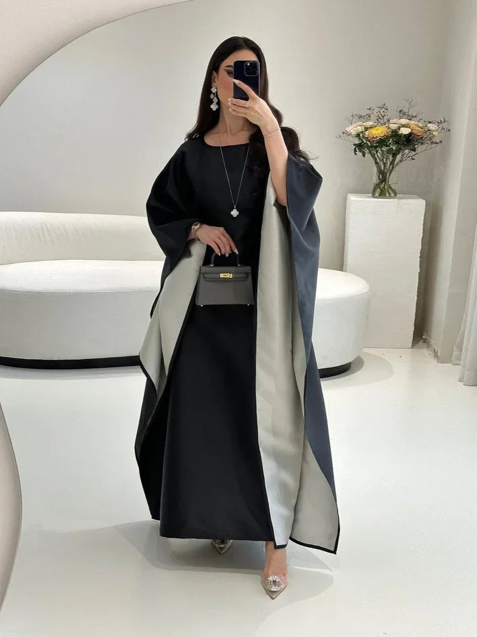 Eid Muslim Dress for Women Bat Sleeve Jalabiya Party Dresses Morocco Dubai Abaya Vestidos Largos  Arab Long Robe Ramadan Kaftan